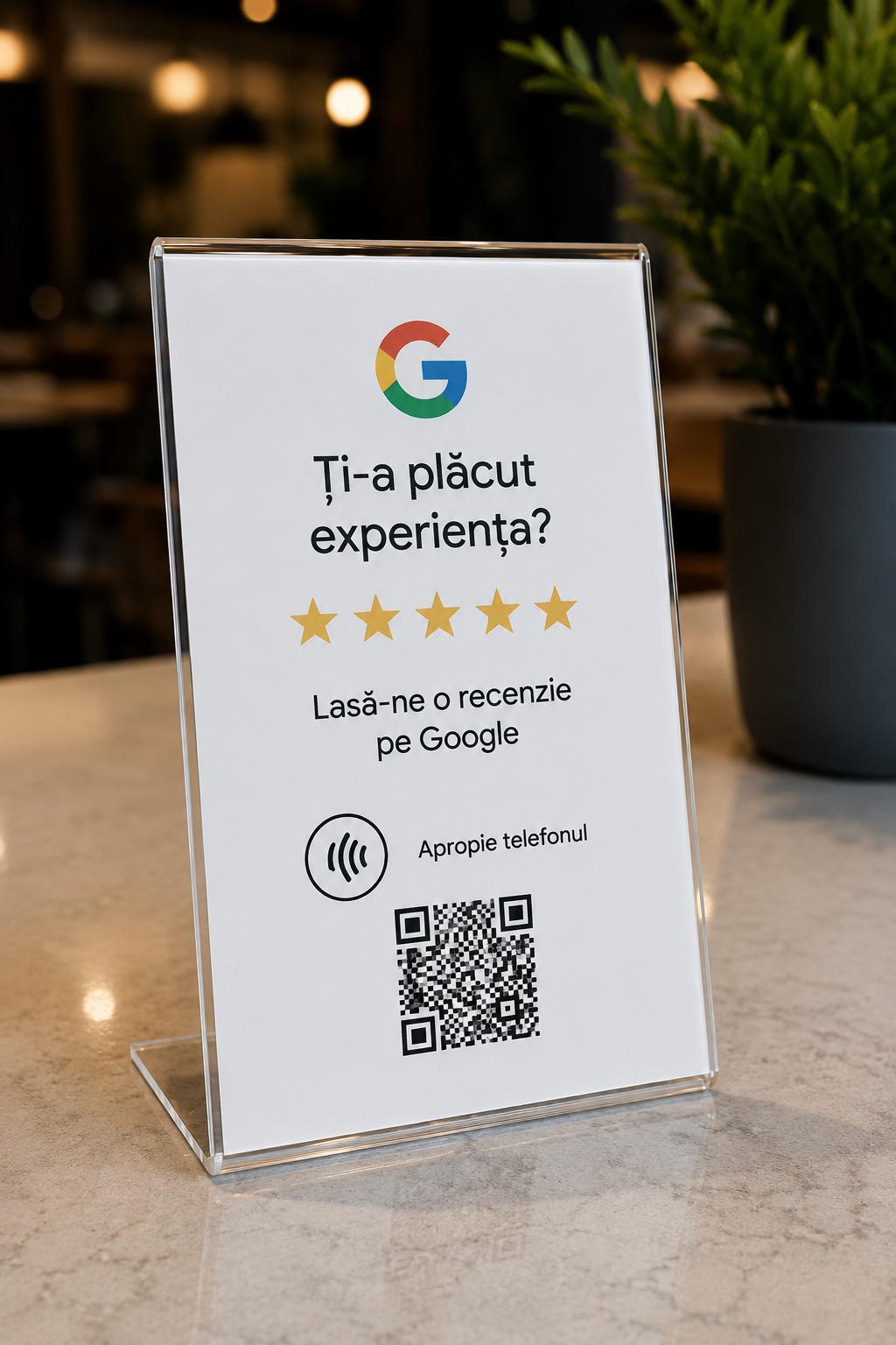 ReviewTap Go — standul de tejghea în design standard
